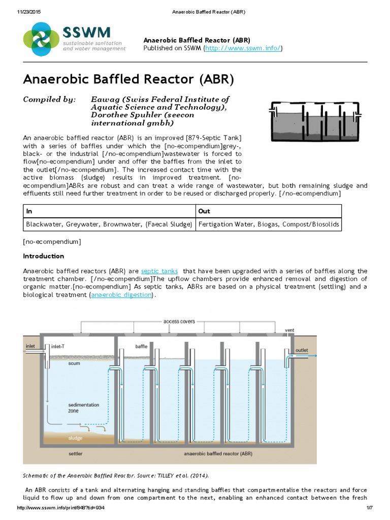 Anaerobic Baffled Reactor (ABR) Anaerobic Digestion Sewage Treatment