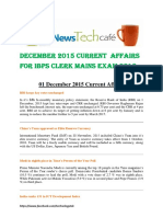December 2015 Current Affairs by Newstechcafe For IBPS CLERK MAINS EXAM 2016