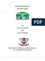 MCB Bank Internship Report