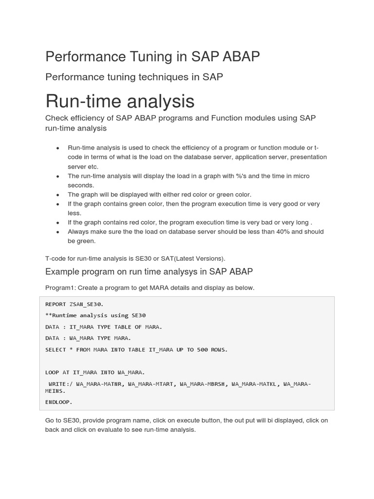 18-Performance Tuning in SAP ABAP | PDF | Database Index | Information  Retrieval