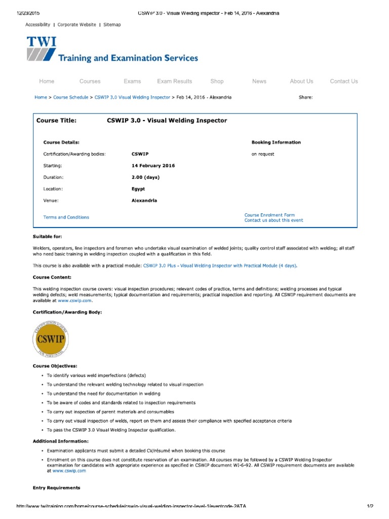 CSWIP 3.0 - Visual Welding Inspector | PDF