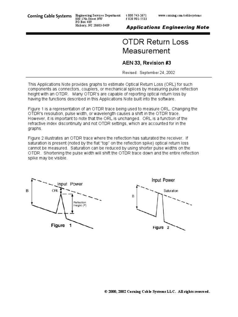 AEN033 OTDR Return Loss Measurement | PDF | Optical Fiber | Waves