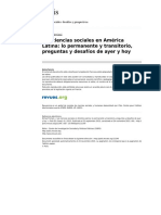 Las Ciencias Sociales en America Latina Lo Permanente y Transitorio Preguntas y Desafios de Ayer y Hoy