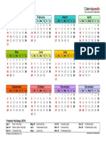 2016 Calendar Landscape Year at a Glance in Color