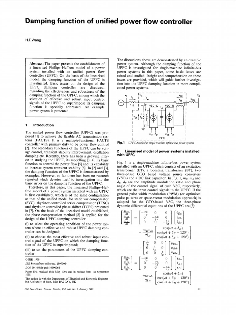 Damping Function of Unified Power Flow Controller: Abstract | PDF ...