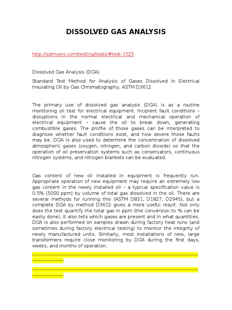Dissolved Gas Analysis Chemical Industry Gases