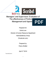 Managers' and Supervisors' Evaluation of The Effectiveness of Performance Management and Appraisal