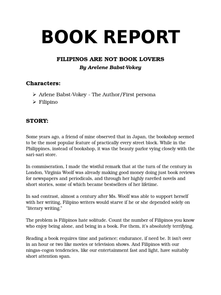 what is the book report sample