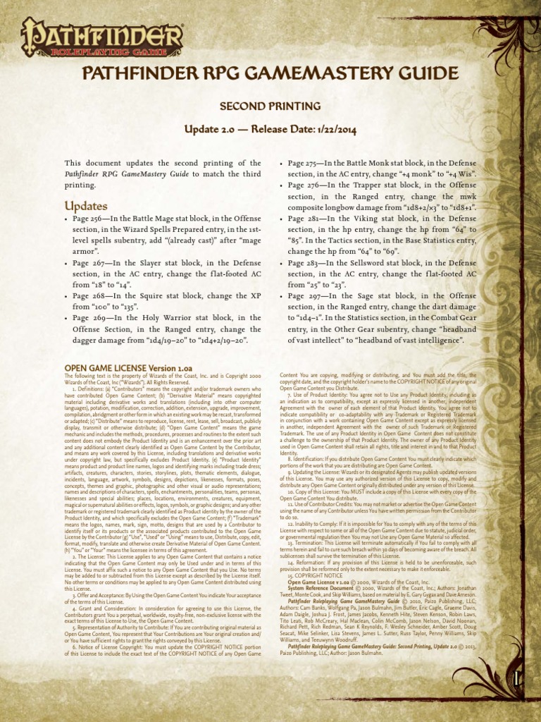 Game Master Guide Errata-20140122-2.0 PDF | PDF | Derivative Work ...