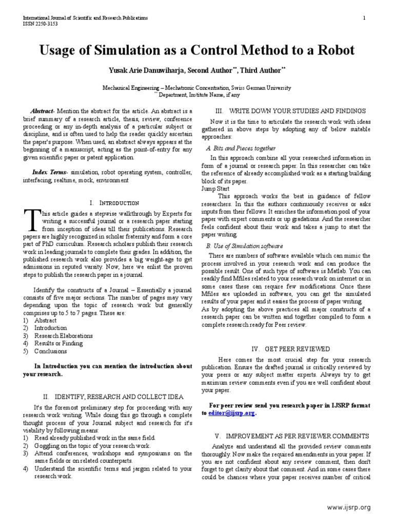 IJSRP Paper Submission Format Double Column | PDF | Academic 