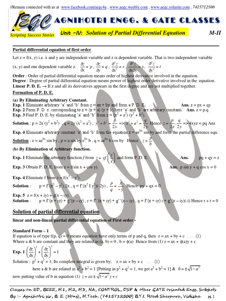 M2 U4 Some Solved Problems Pdf Equations Differential Calculus