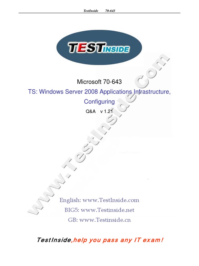 TS: Windows Server 2008 Applications Infrastructure, Configuring | PDF ...