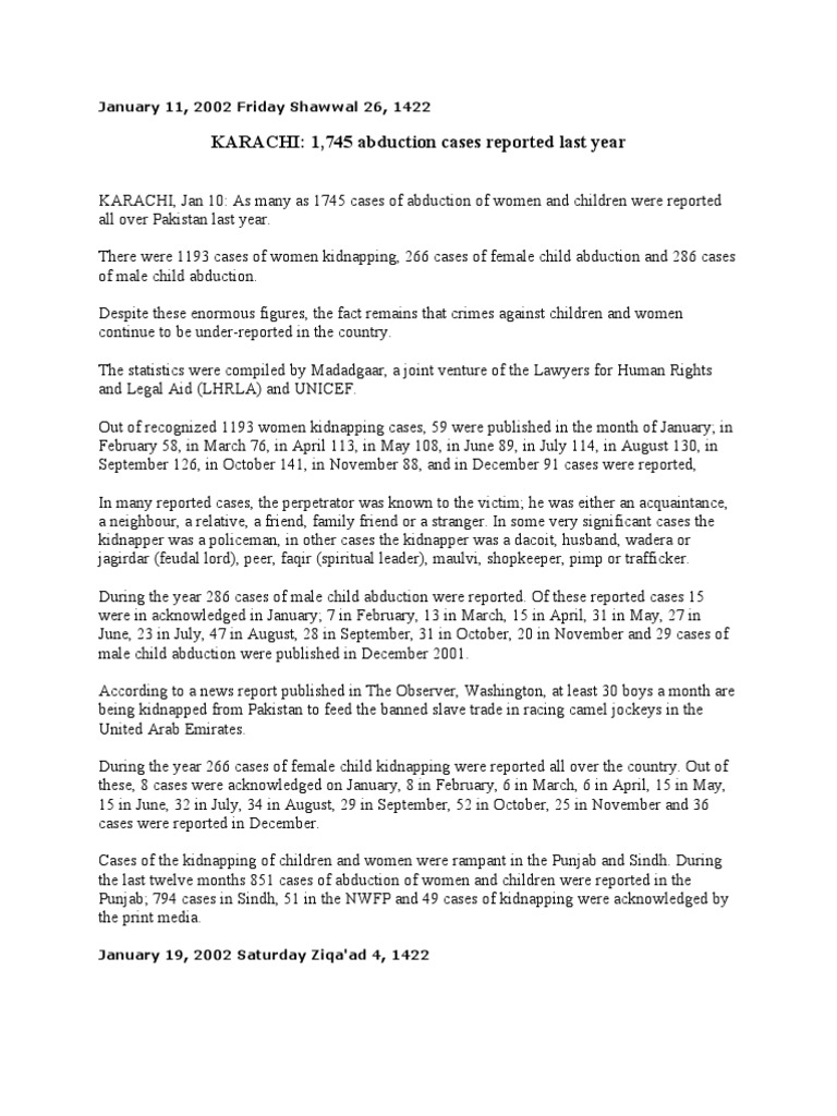 Abduction Cases Pdf Kidnapping Witness