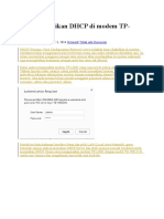 Cara Mematikan DHCP Di Modem TP