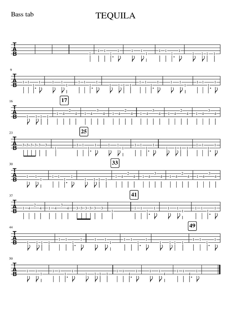 Tequila Bass Tab PDF