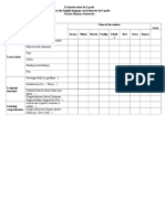 Evaluation Sheet for I Grade