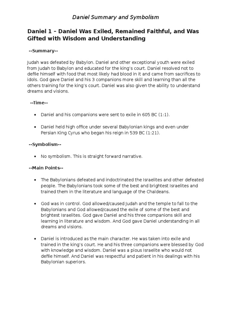 Summary of the Book of Daniel | PDF | Book Of Daniel | Daniel (Biblical  Figure)