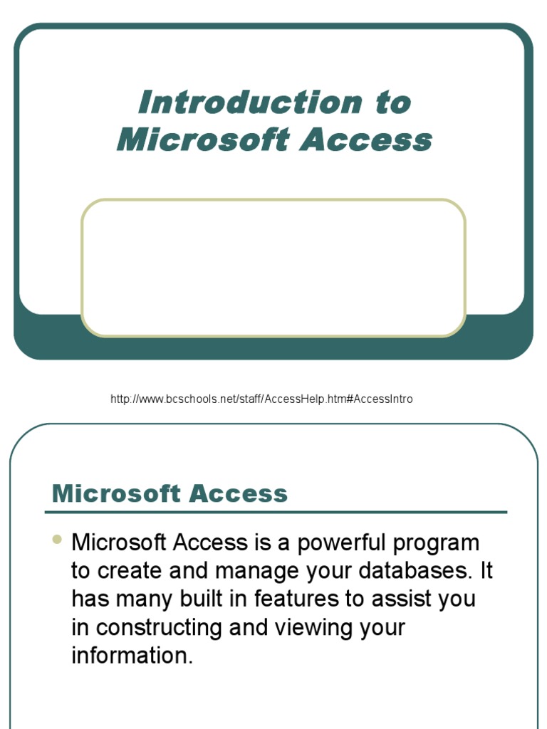 Introduction to Microsoft Access | PDF | Microsoft Access | Databases