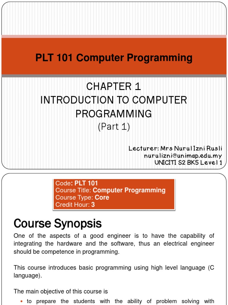 Introduction To Computer Programming | PDF | Computer Data Storage ...