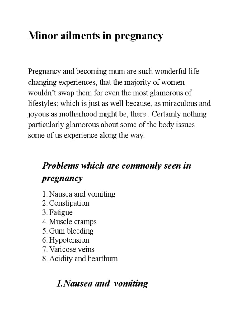Minor Ailments in Pregnancy | PDF | Pregnancy | Vagina