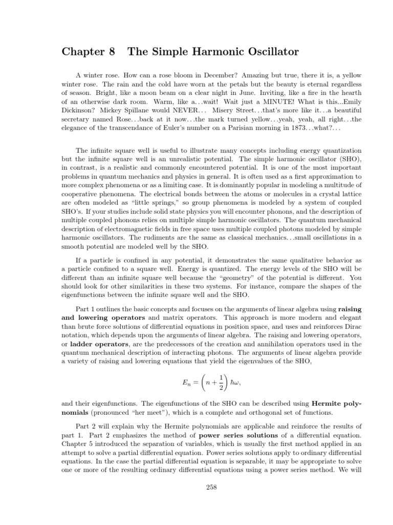 The Simple Harmonic Oscillator PDF Eigenvalues And Eigenvectors