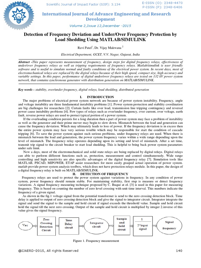 Detection of Frequency Deviation and Under-Over Frequency Protection by