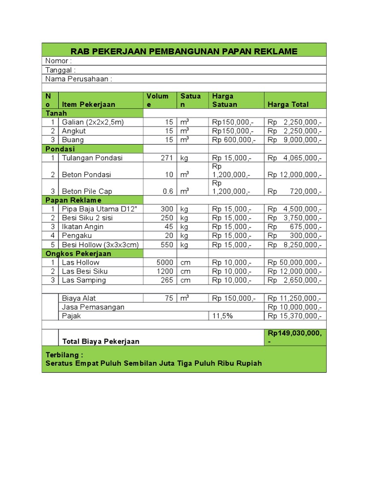 Contoh Perhitungan Struktur Papan Reklame Berbagi Struktur
