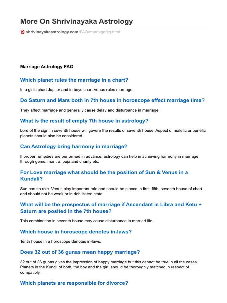 Marriage Astrology Insights | PDF | Planets In Astrology | Astrological ...