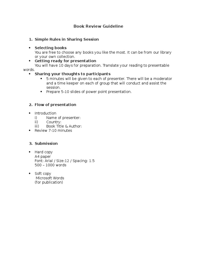 Book Review Presentation Guidelines | PDF | Teachers | Teaching And ...