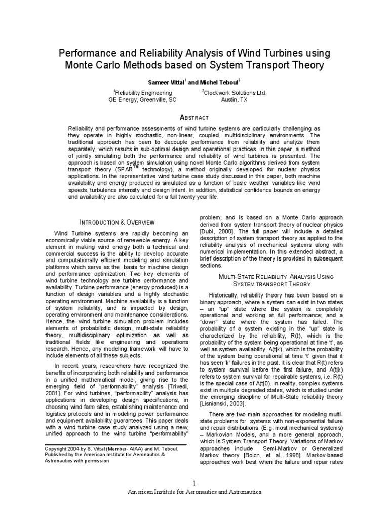 2006P Performance Reliability Analysis of Wind Turbines | PDF ...