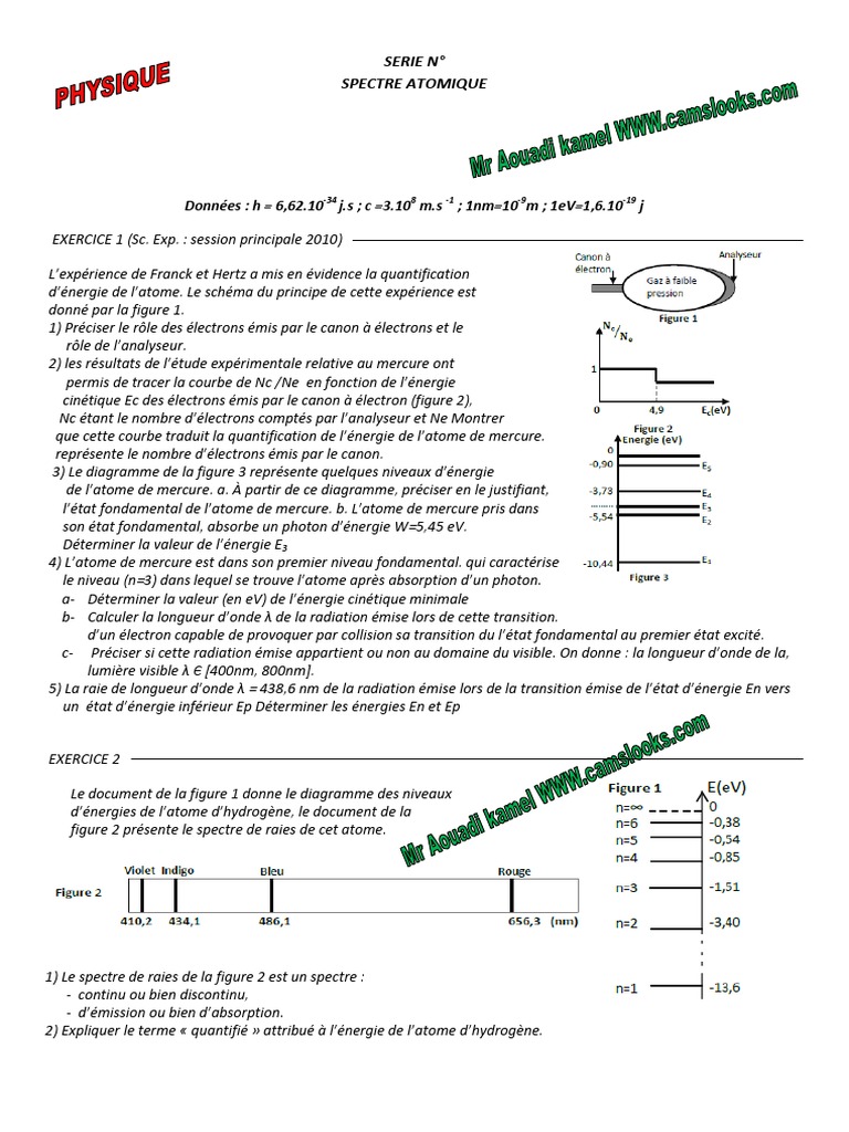 Exercices Corrigés Spectroscopie D Absorption Atomique Pdf