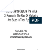 Helping Clients Capture The Value of Research: The Role of Marketing and Sales in Their Business