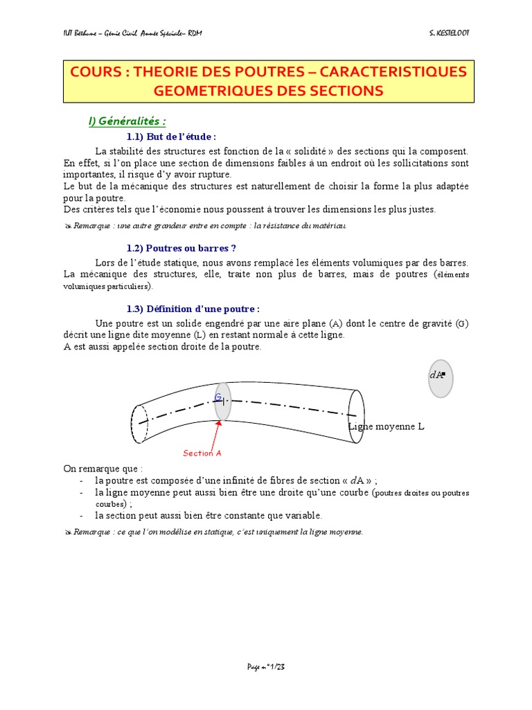 Calcul du Moment Quadratique des Poutres PDF Géométrie Mécanique — free download