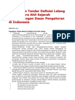 Pengertian Tender Definisi Lelang Menurt Para Ahli Sejarah Perkembangan Dasar Pengaturan di Indonesia.docx