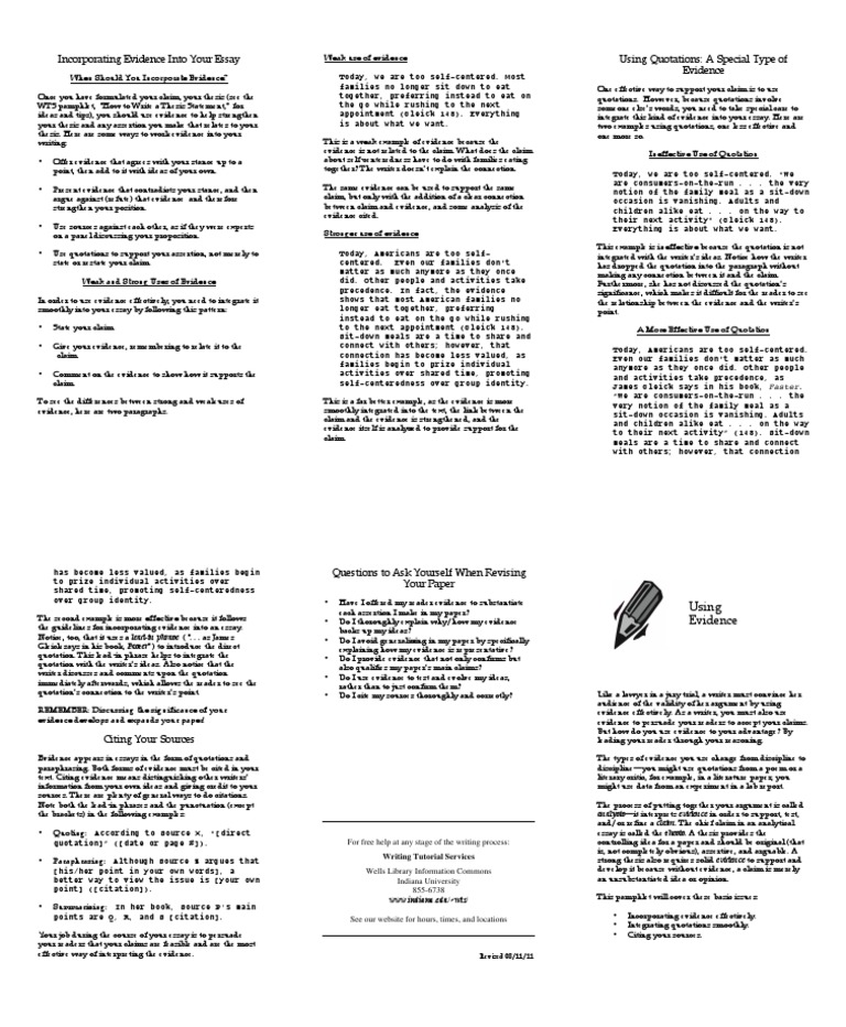 Effective Evidence Integration in Essays | PDF | Citation | Essays