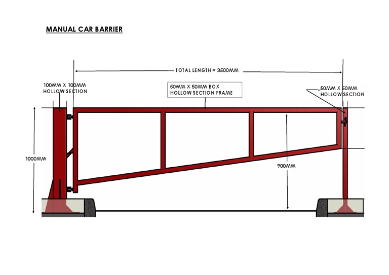 Manual Car Barrier: Total Length 3500Mm | PDF