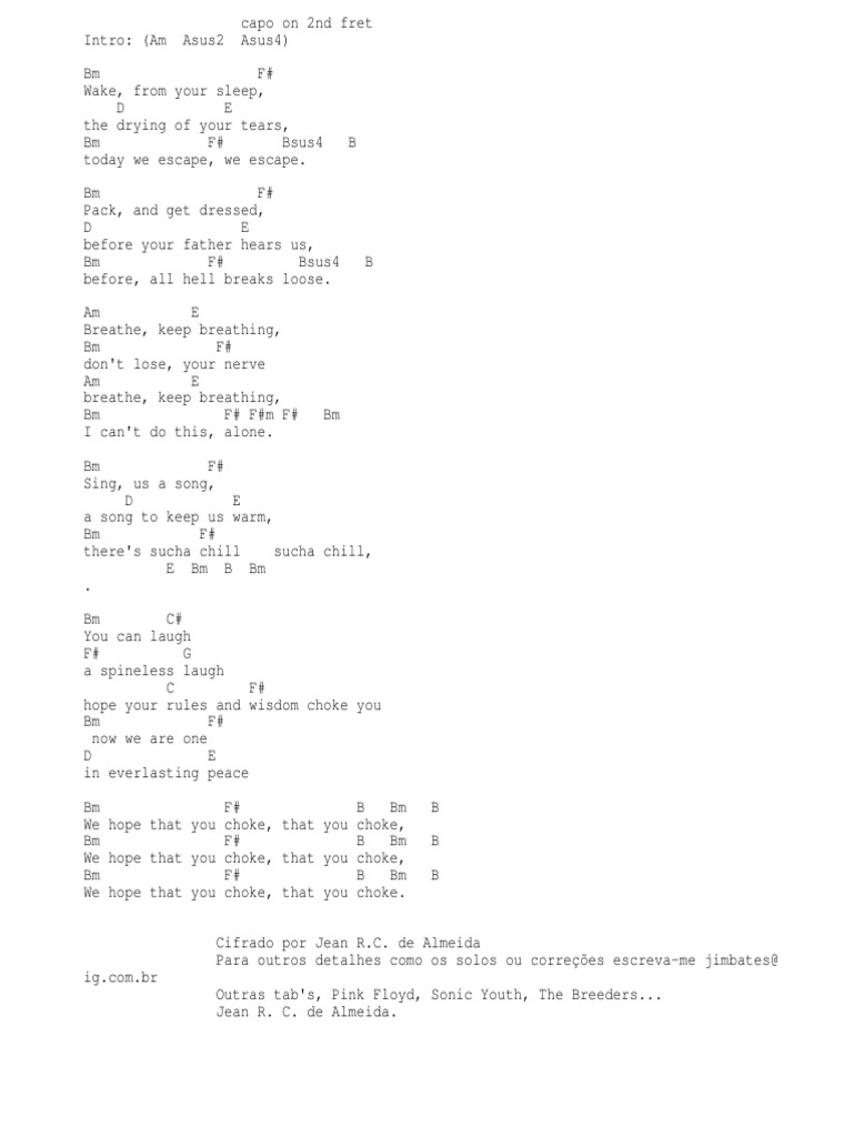 Exit Music ( for a Film ) Chords by Radiohead Entertainment (General)