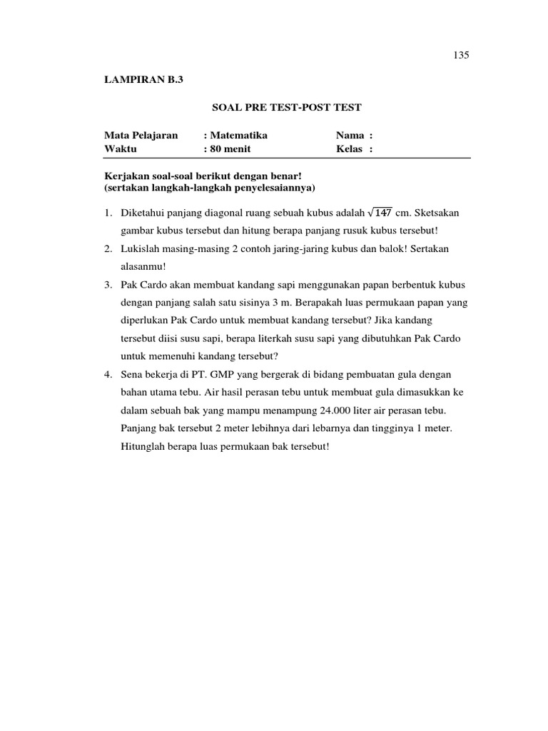 Soal Kemampuan Representasi Matematis Siswa