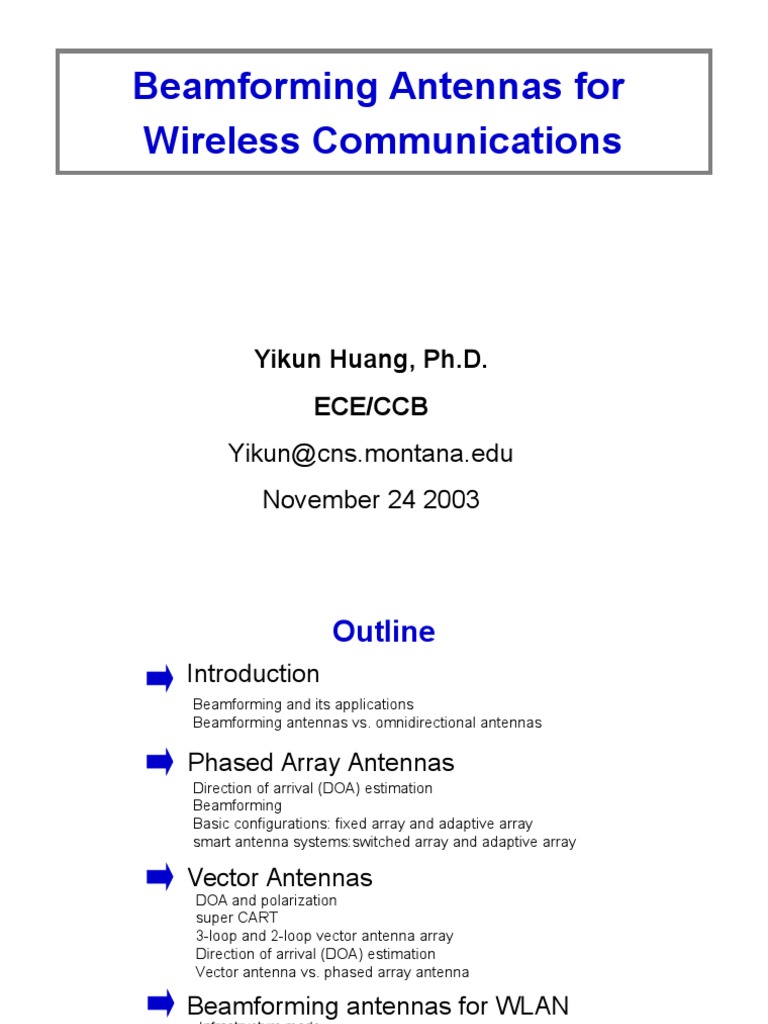 Beamforming Antennas in Wireless Systems | PDF | Wireless Ad Hoc ...