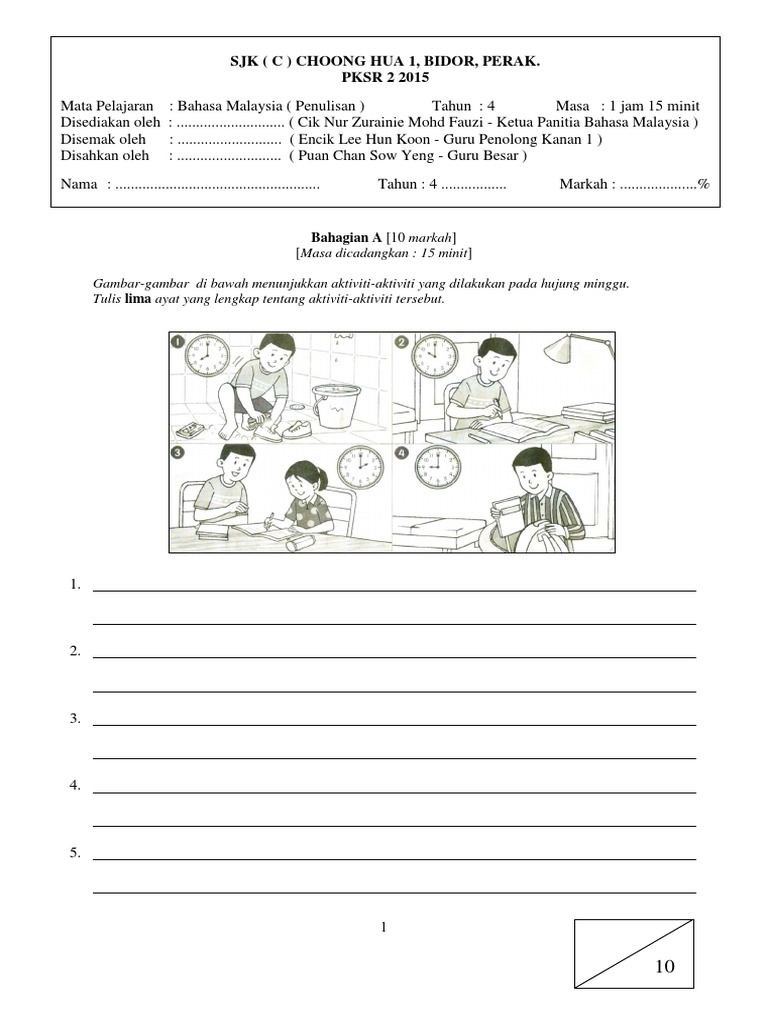 Ujian Penulisan Bahasa Malaysia Tahun 4 Sjk Pdf