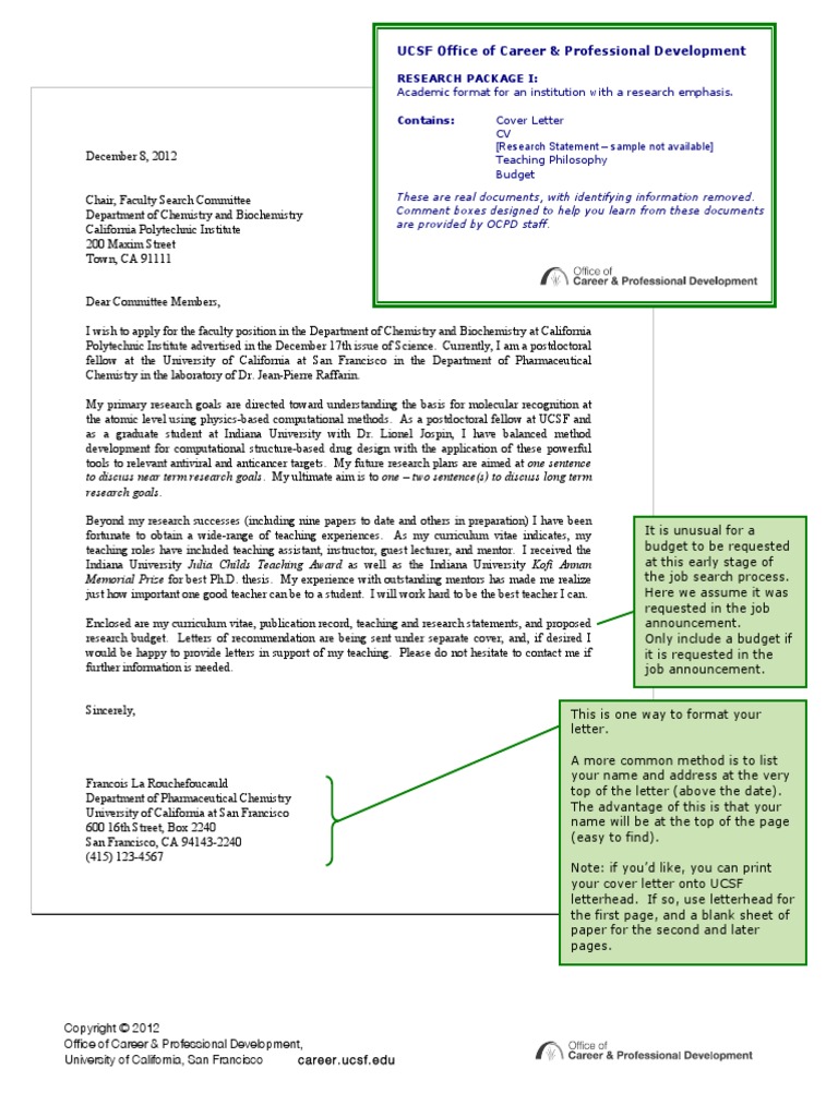 Researcher Cover Letter Example | University Of California ...