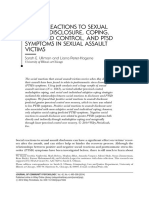 Social Reactions to Sexual Assault Disclosure Coping Percieved Control and Ptsd Symptoms in Sexual Assault Victims