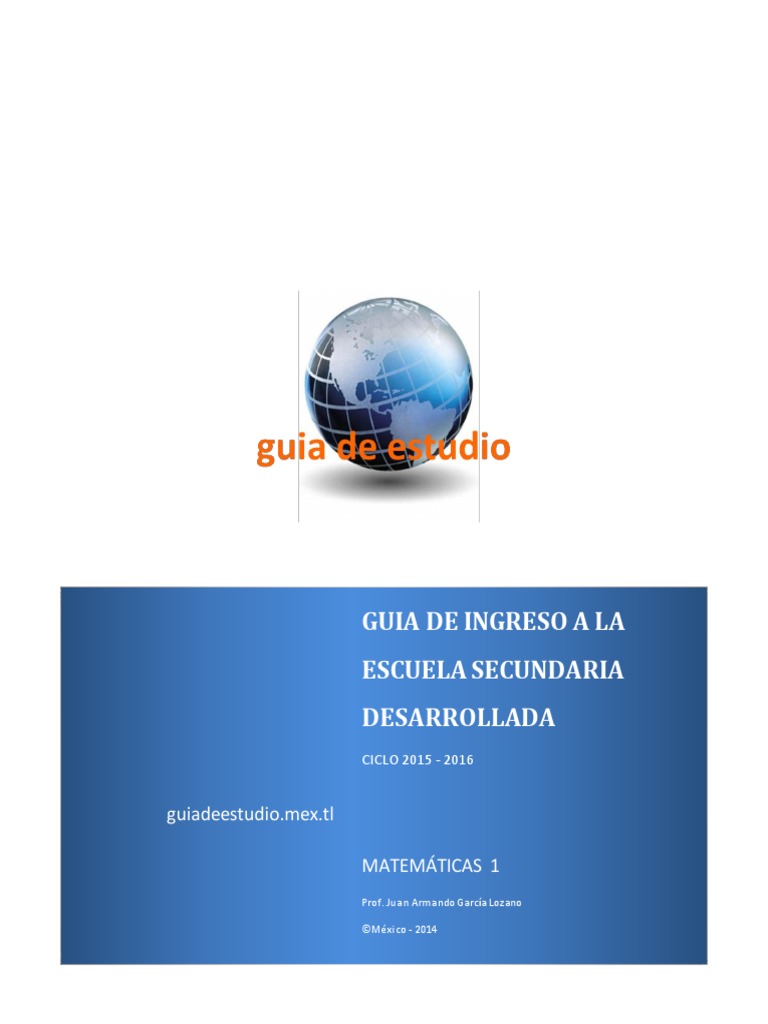 Guia de Ingreso A La Secundaria Matematicas 1 - 2015 | PDF | Fracción ...