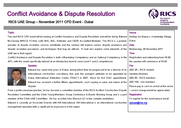 RICS Seminar on Conflict Resolution Techniques | PDF