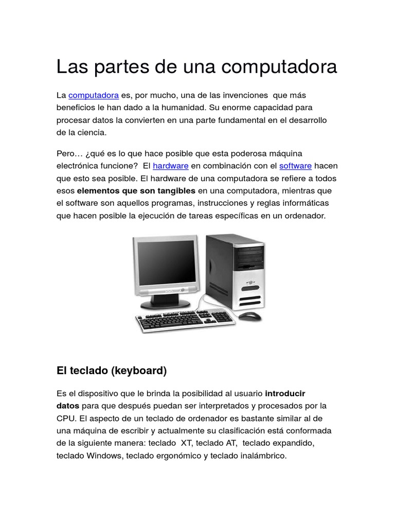 Partes esenciales de una computadora | PDF | Hardware de la computadora ...