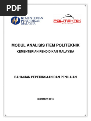 Modul Analsisis Item Politeknik Kpm Edisi Dis 2013 Pdf