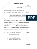 Evaluation: Comprenhension Text and Production Text. I. Complete The Reading and Use The Words Bank: (10 PTS)