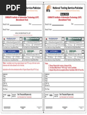 Deposit Slip 1000