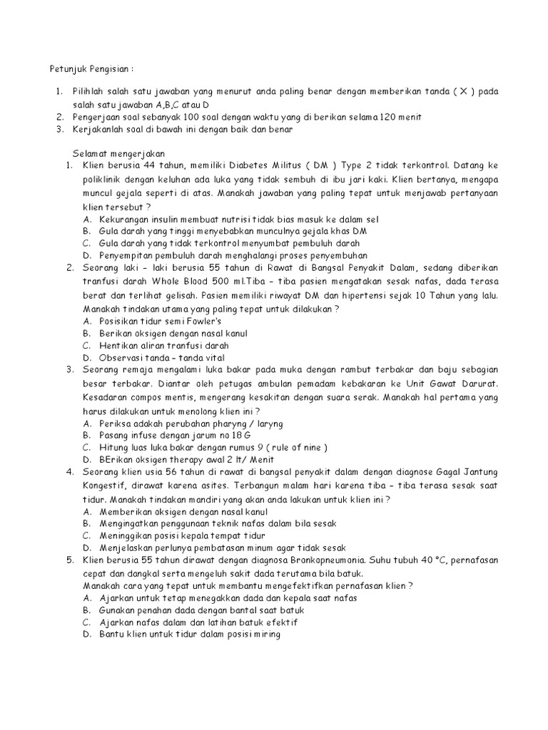 Soal Uji Kompetensi Perawat Bidan