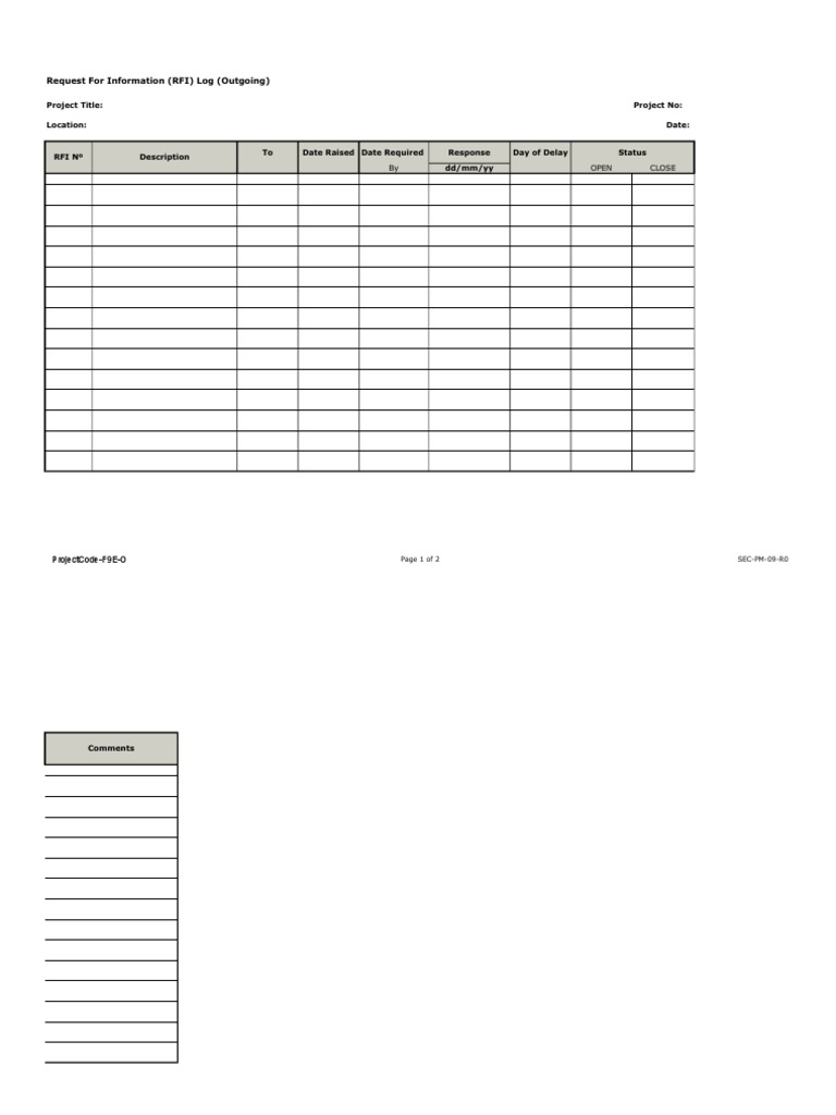 RFI Log Template for Construction Projects | PDF | Business